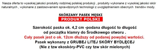 85 GRANATOWY MOCNY PASEK MĘSKI SZEROKI SKÓRZANY