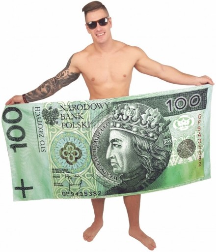 RĘCZNIK MILIONERA banknot 100 zł 76x152 cm