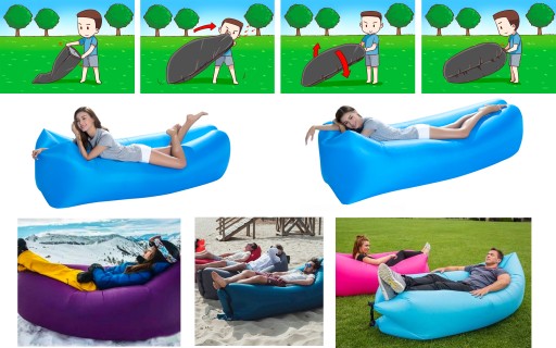 Nadmuchiwana Rozkładana Sofa Leżak Fotel Plażowy Materac na Plaże 9027 żółt