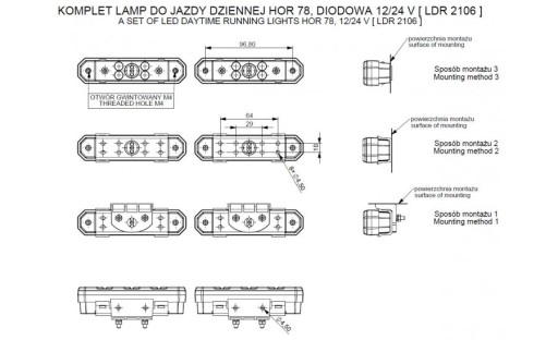 ŚWIATŁA LAMPY DZIENNE 12V 24V MOCNE LED made in UE