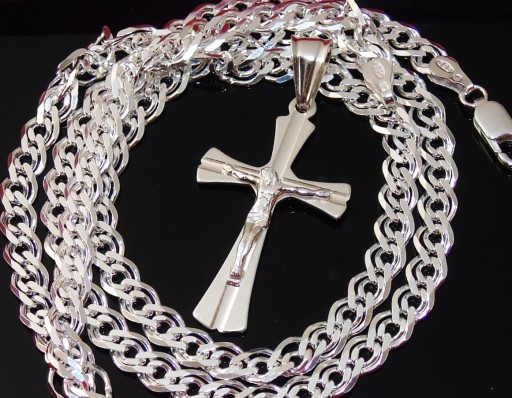 Srebrny Łańcuszek Męski Nonna 55cm Krzyżyk Srebro