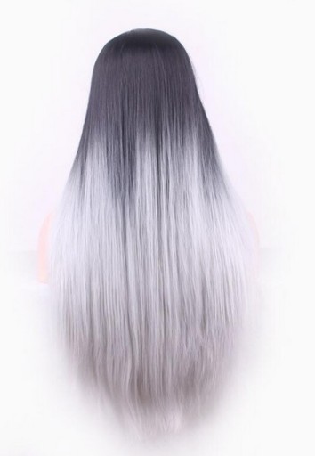 ПАРИК ДЛЯ КОСПЛЕЙ OMBRE СЕРЫЙ ЧЕРНЫЙ 70 СМ ГЛЭМ-РОК