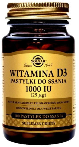 Solgar Witamina D3 1000 IU (25 µg) - 100 pastylek do ssania