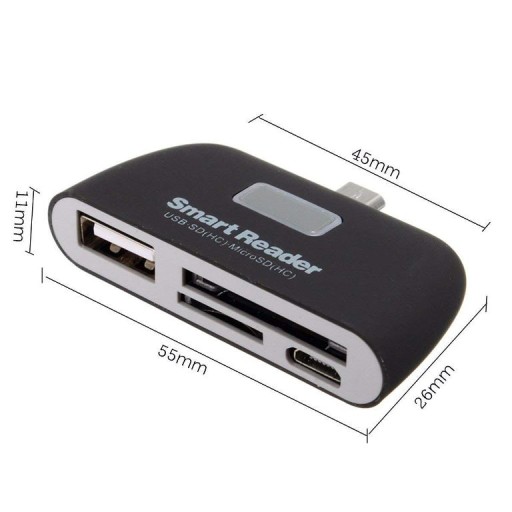 Czytnik Kart Micro USB OTG Hub 4w1