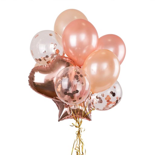 Balony z Konfetti ROSE GOLD 28cm -- 30szt