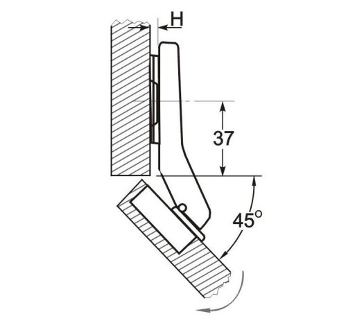 Петля мебельная угловая 45 градусов для угловых дверей.