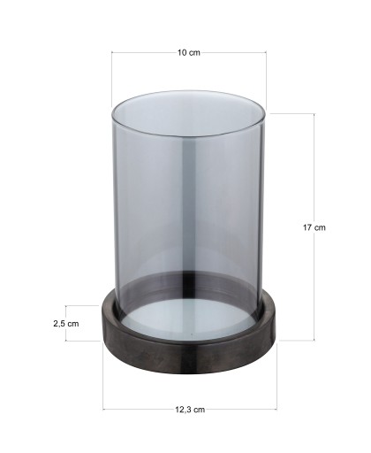 Стеклянный подсвечник Абажур Антрацит Ø12x17 см