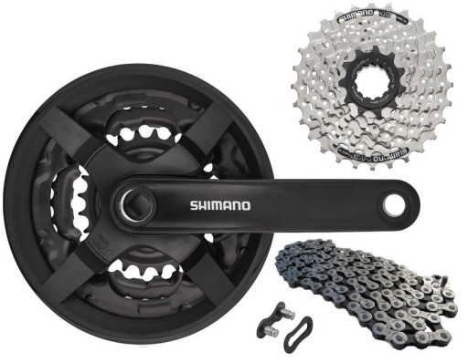 КОМПЛЕКТ SHIMANO 48 РУКОЯТКА + КАССЕТА 7R + ЦЕПЬ 114