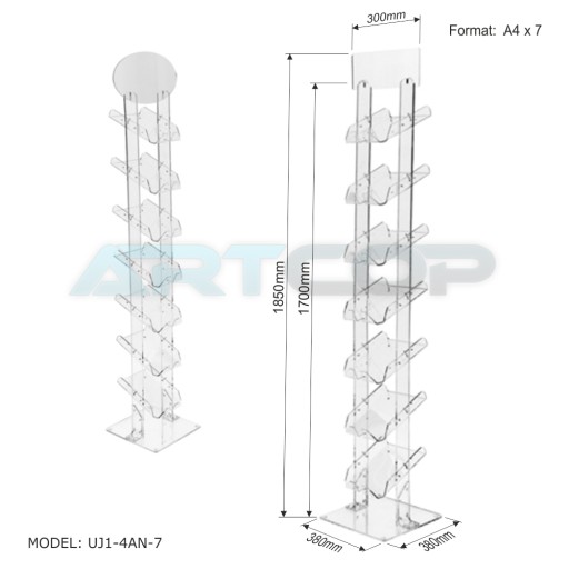 7x А4 - Подставка для листовок ОДНОСТОРОННЯЯ из оргстекла /Н