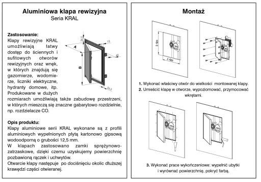 Алюминиевый ревизионный люк KRAL16, пластина K-G 15x15см