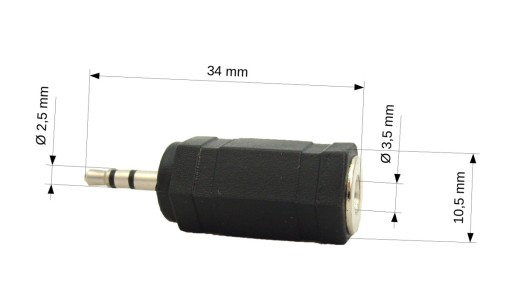 Przejściówka gniazdo JACK 3.5mm -- wtyk JACK 2.5mm