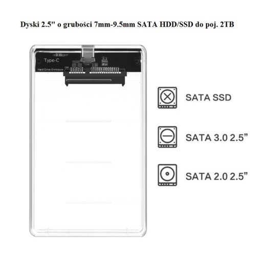 КАРМАННЫЙ КОРПУС SATA 2.5 ДИСК USB-C 3.1 на USB3.0