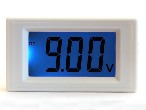 SUPER Woltomierz LCD 19mm blue +/-20V Biały Panel