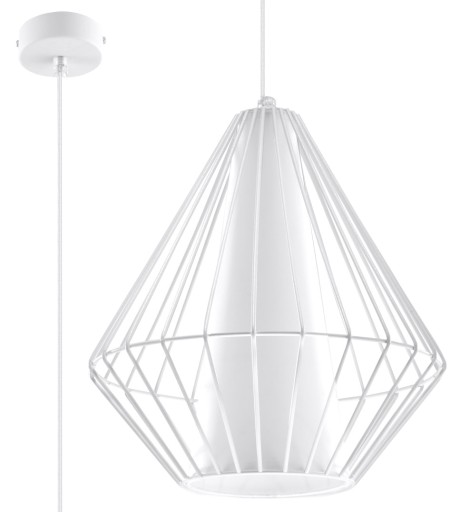 Sollux lighting Biały Abażur druciany Lampa Wisząca Sufitowa DEMI 26 salon