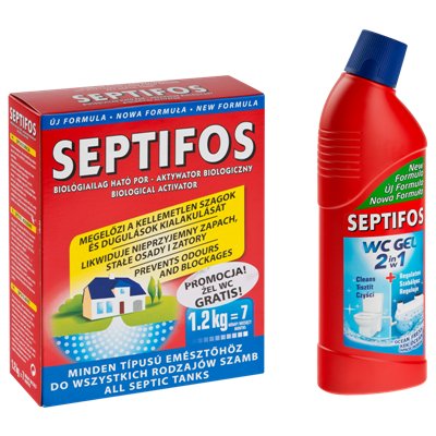 SEPTIFOS 1,2kg + Żel WC 2w1 750 ml do SZAMBA