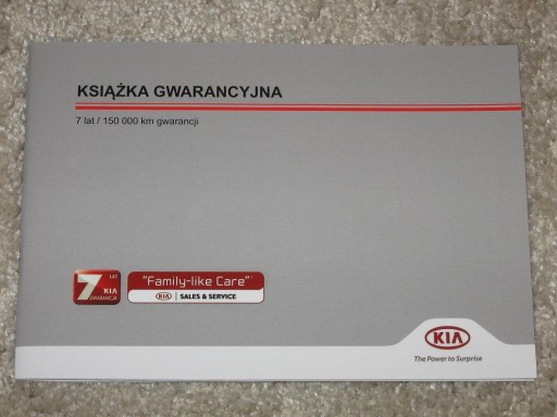 Książka gwarancyjna serwisowa polska KIA picanto