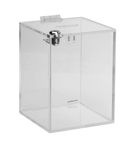 SKARBONKA URNA PUSZKA z PLEXI KUBIK 15x15x20cm FV