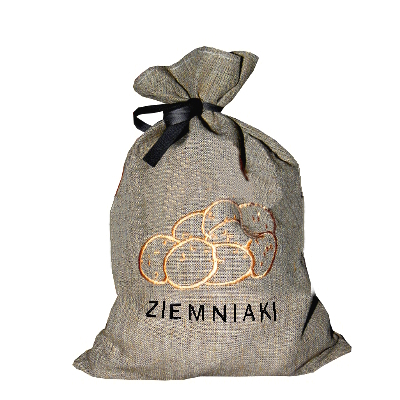 Worek lniany na ziemniaki warzywa haft, 34x45 cm