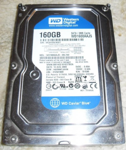 HDD WD CAVIAR BLUE WD1600AAJS-00L7A0 160 GB SATA