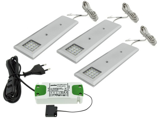 KOMPLET 3x Lampa meblowa NEO nad blat + zasilacz
