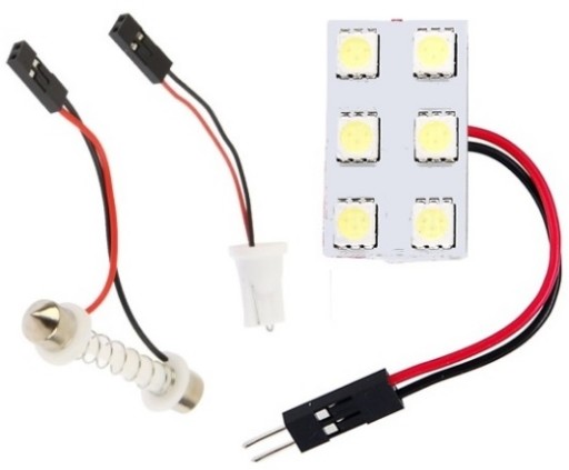 MODUŁ żarówka 6 diod LED 12V W5W C5W C10W (3449a)