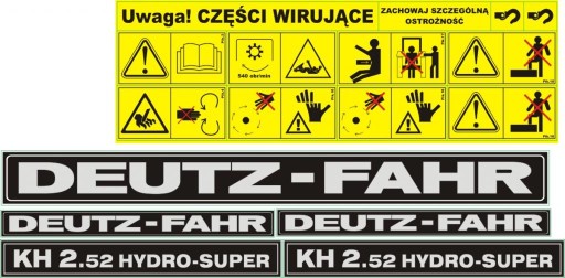 NAKLEJKI Deutz-Fahr KH 2.52 KS 5.20 2.33 2.44 6.80