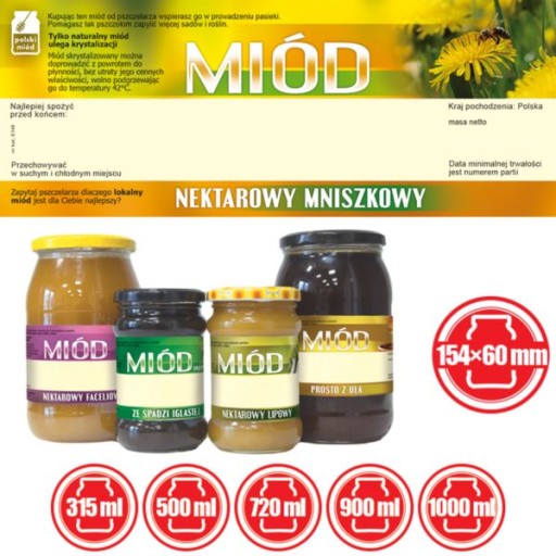 Etykiety na Miód Mniszkowy (100szt) - wzór E148