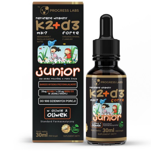 Witamina K2 MK7 + D3 Forte Junior w Kroplach 30ml