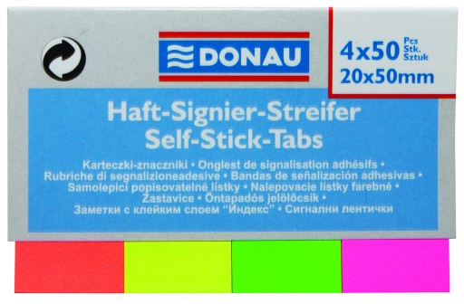 Karteczki indeksujące DONAU 2x50mm / 4 kolory