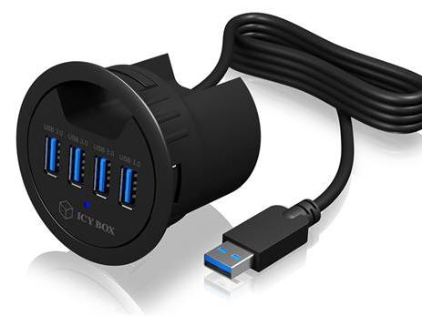 Hub 4xUSB 3.0 IcyBox do biurka kabel 120 cm USB3.0