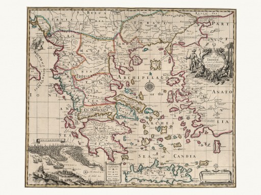 GRECJA TURCJA bogato zdobiona mapa Senex 1721