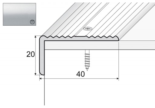 Kątownik aluminiowy A33, 120cm SREBRO 40x20mm