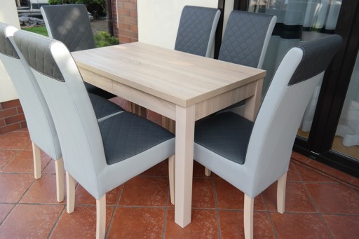 STÓŁ rozkładany 90/160+2x40cm+ 6 KRZESEŁ-Sonoma