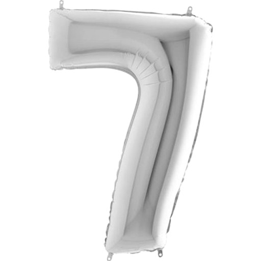 BALON FOLIOWY CYFRA 7 SREBRNA URODZINY-100CM-0971