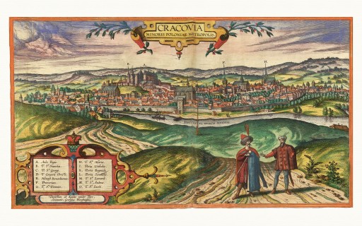 KRAKÓW panorama miasta Braun Hogenberg 1617 r.