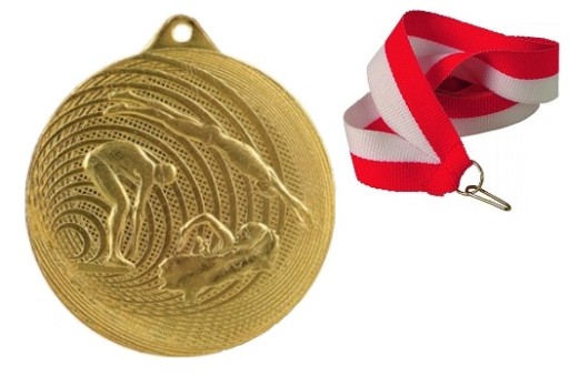 MEDAL ZŁOTY PŁYWANIE DUŻY 70MM + WSTĄŻKA GRATIS