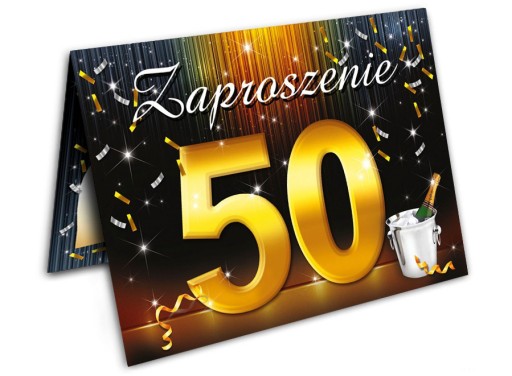 Zaproszenie z Kopertami Zaproszenia na 50-te Urodziny 50-tka Party
