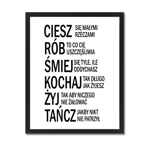 Obraz z napisami plakat motwacyjny tańcz rama XXL