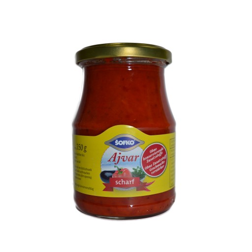 Ajvar ostry 350g,sos,pasta papryk-bakłaz.Ajwar