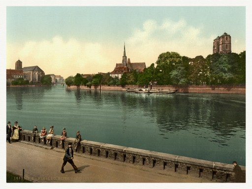 WROCŁAW Panorama miasta Odra 1890 r.