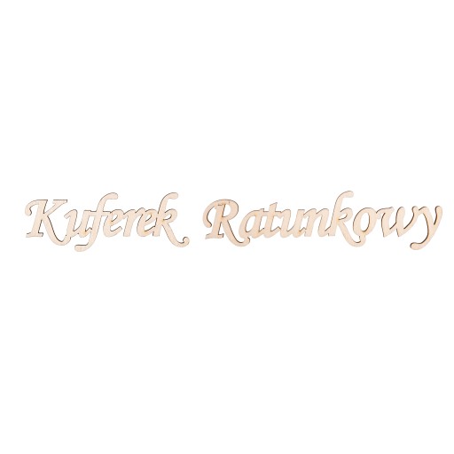 Drewniany napis KUFEREK RATUNKOWY eko
