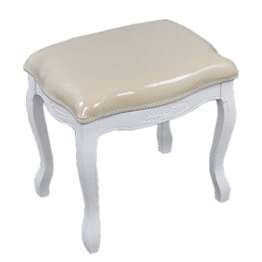 STYLOWY BIAŁY TAPICEROWANY TABORET KRZESŁO