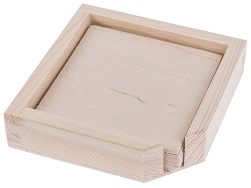 PUDEŁKO drewniane + 6 szt. podkładek DECOUPAGE