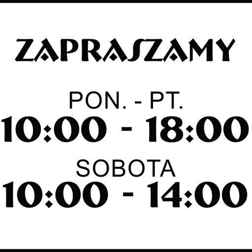 Naklejka godziny otwarcia sklepu na szybę drzwi czynne 30 cm