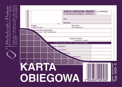 Karta obiegowa offset Michalczyk i Prokop A6 40 kartek 503-5