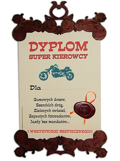 DYPLOM SUPER KIEROWCY - MOTOCYKLISTA