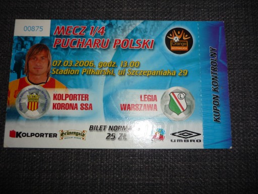 Bilet Korona Kielce - Legia Warszawa 07.03.2006