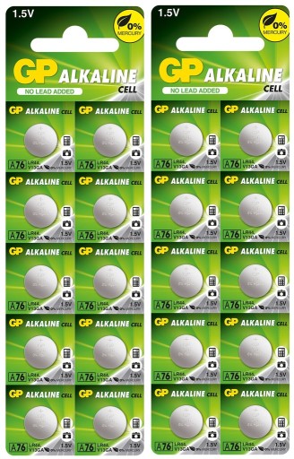 20x BATERIE ALKALICZNE GP LR44 AG13 A76 1154 G13