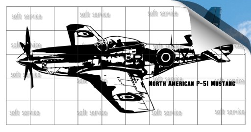 Naklejka mini North Amarican MUSTANG 40x20cm n.1A