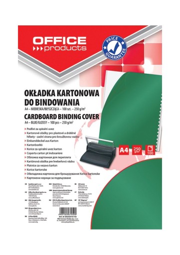 OKŁADKI DO BINDOWANIA A4 KARTON 250g ZIELONE 100sz